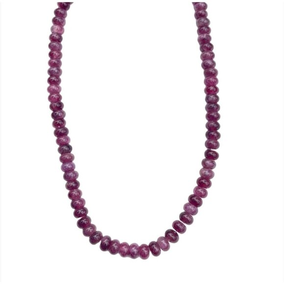 Rubellite Tourmaline Bead Necklace - Sterling Silver Clasp - Picture 1 of 4